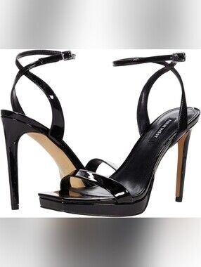 Nine West Black Patent Strappy High-Heel Sandals